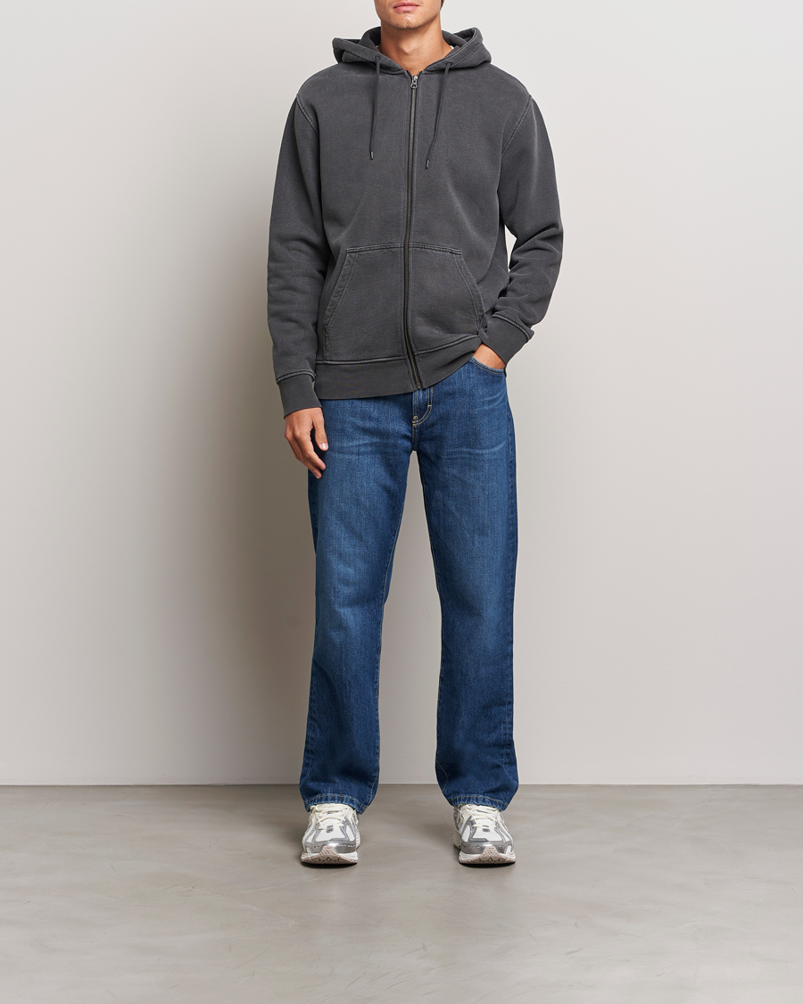 Men | Sweaters & Knitwear | Samsøe Samsøe | Pigment Dyed Full Zip Hoodie Black