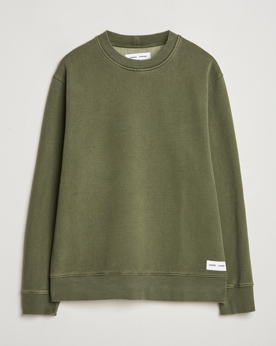 Men | Sweaters & Knitwear | Samsøe Samsøe | Pigment Dyed Crew Neck Sweatshirt Forest Night