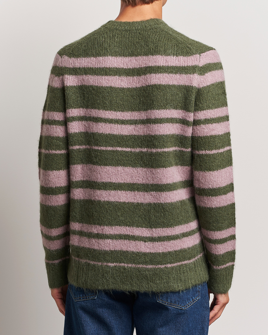 Men | Sweaters & Knitwear | Samsøe Samsøe | Arin Mohair Striped Sweater Green/Pink