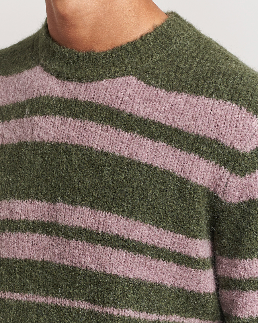 Men | Sweaters & Knitwear | Samsøe Samsøe | Arin Mohair Striped Sweater Green/Pink