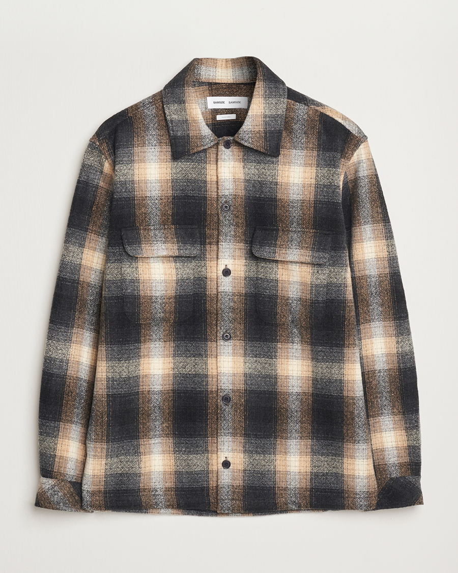 Men | Shirts | Samsøe Samsøe | Castor Checked Overshirt Petrified Brown
