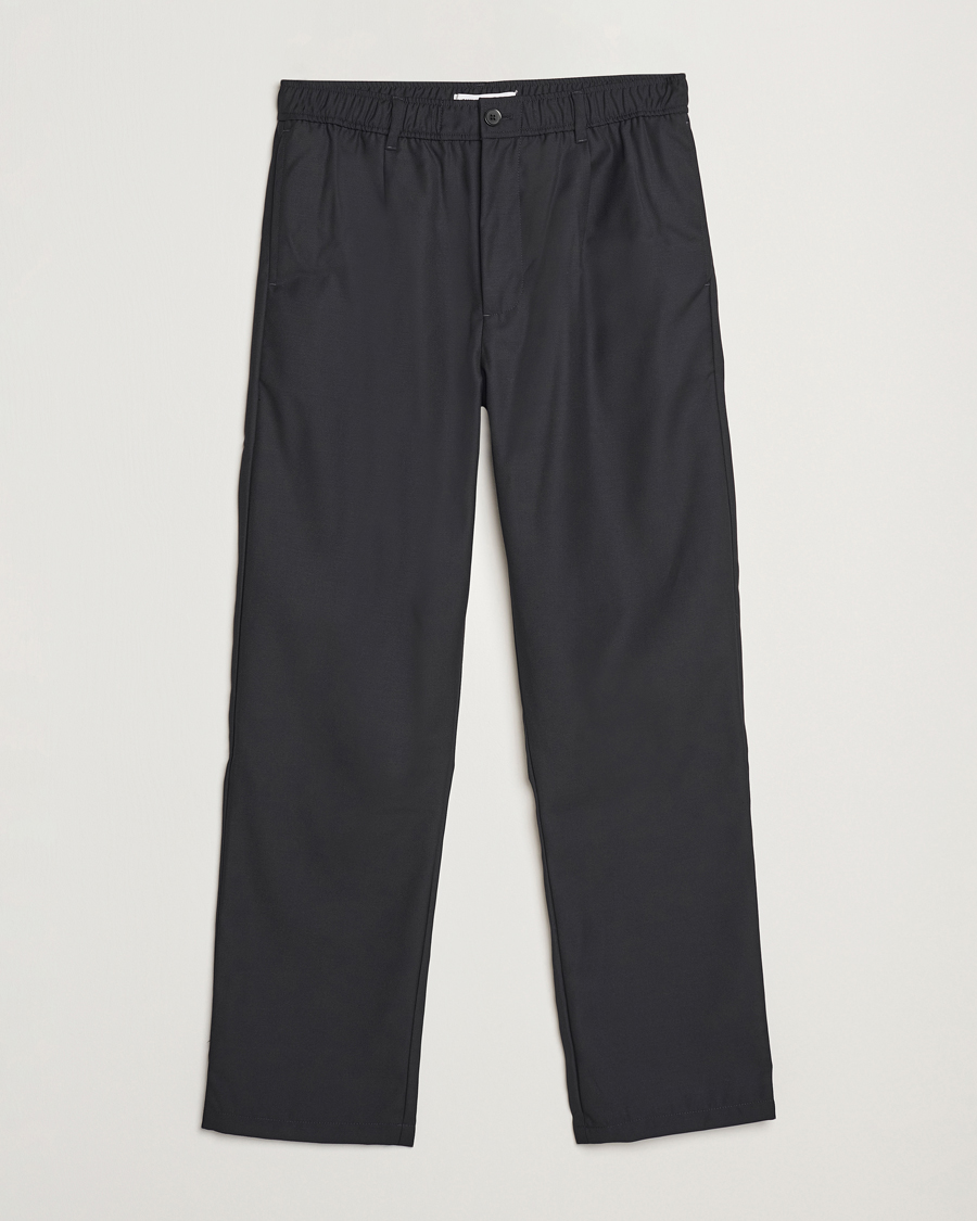 Men | Trousers | Samsøe Samsøe | Bertil Pleated Drawstring Trousers Black