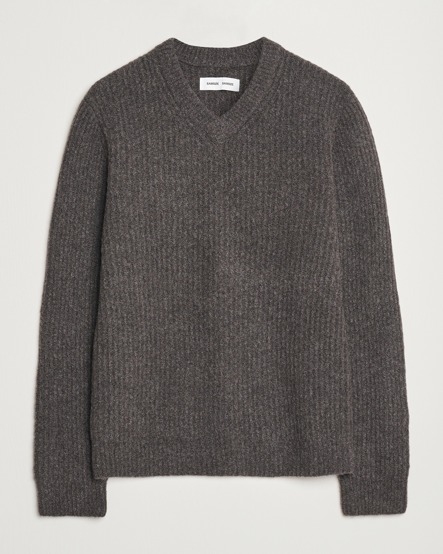 Men | Sweaters & Knitwear | Samsøe Samsøe | Koji Rib Knitted V-Neck Volcanic Ash