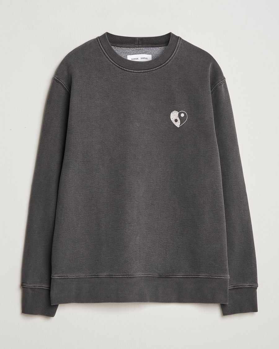 Men | Sweaters & Knitwear | Samsøe Samsøe | Poetry Printed Crew Neck Sweatshirt Black Balance