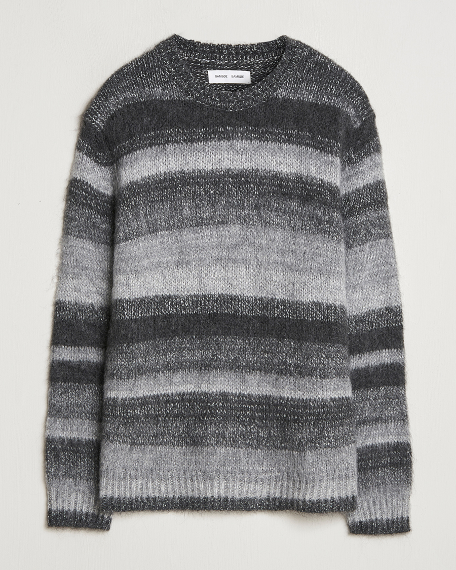 Men | Sweaters & Knitwear | Samsøe Samsøe | Saarin Mohair Striped Sweater Grey