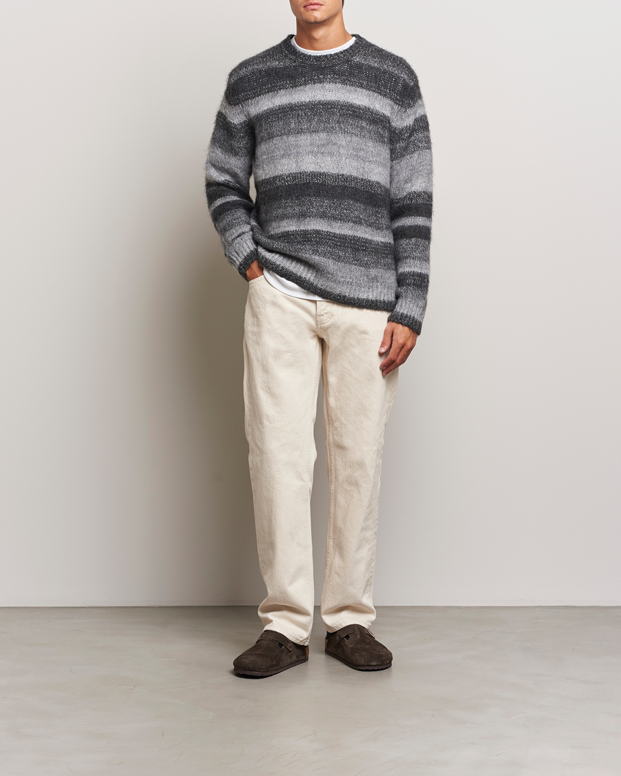 Men | Sweaters & Knitwear | Samsøe Samsøe | Saarin Mohair Striped Sweater Grey