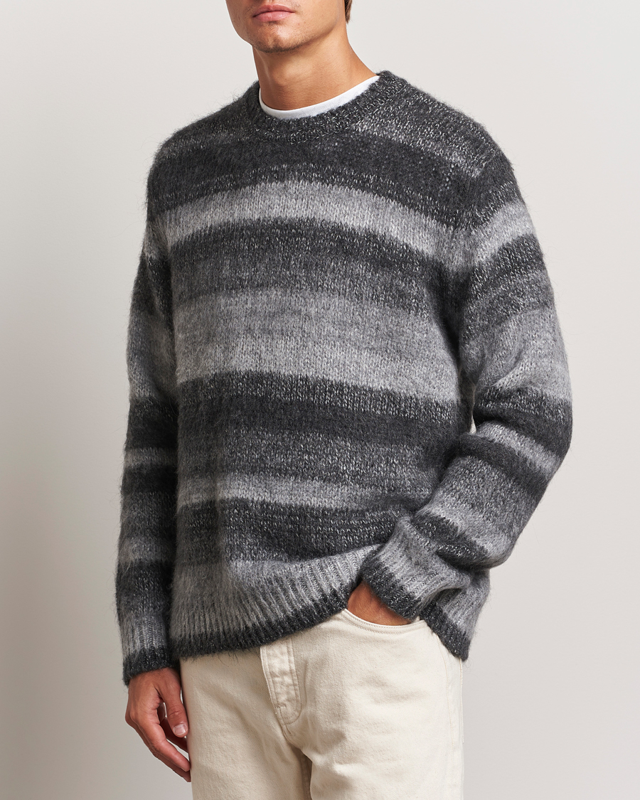 Men | Sweaters & Knitwear | Samsøe Samsøe | Saarin Mohair Striped Sweater Grey