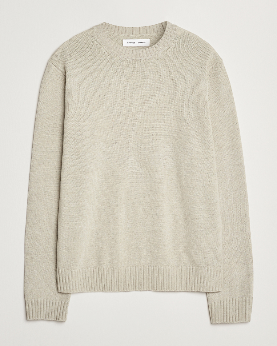 Men | Sweaters & Knitwear | Samsøe Samsøe | Sylli Wool Crew Neck Abbey Stone