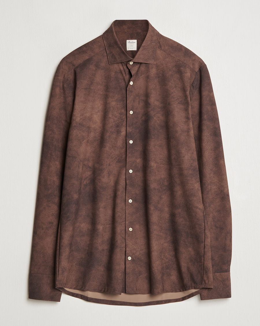Men | Shirts | Stenströms | Slimline 4-Way Stretch Shirt Brown
