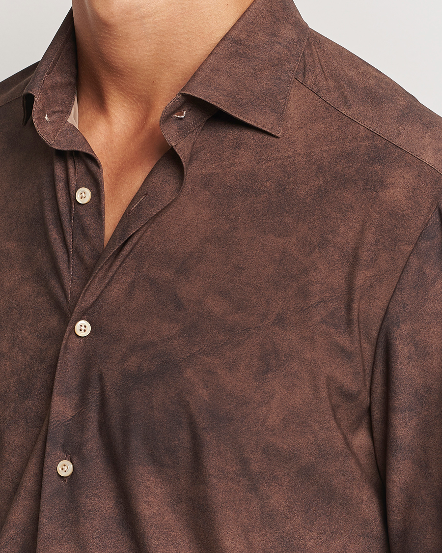 Men | Shirts | Stenströms | Slimline 4-Way Stretch Shirt Brown