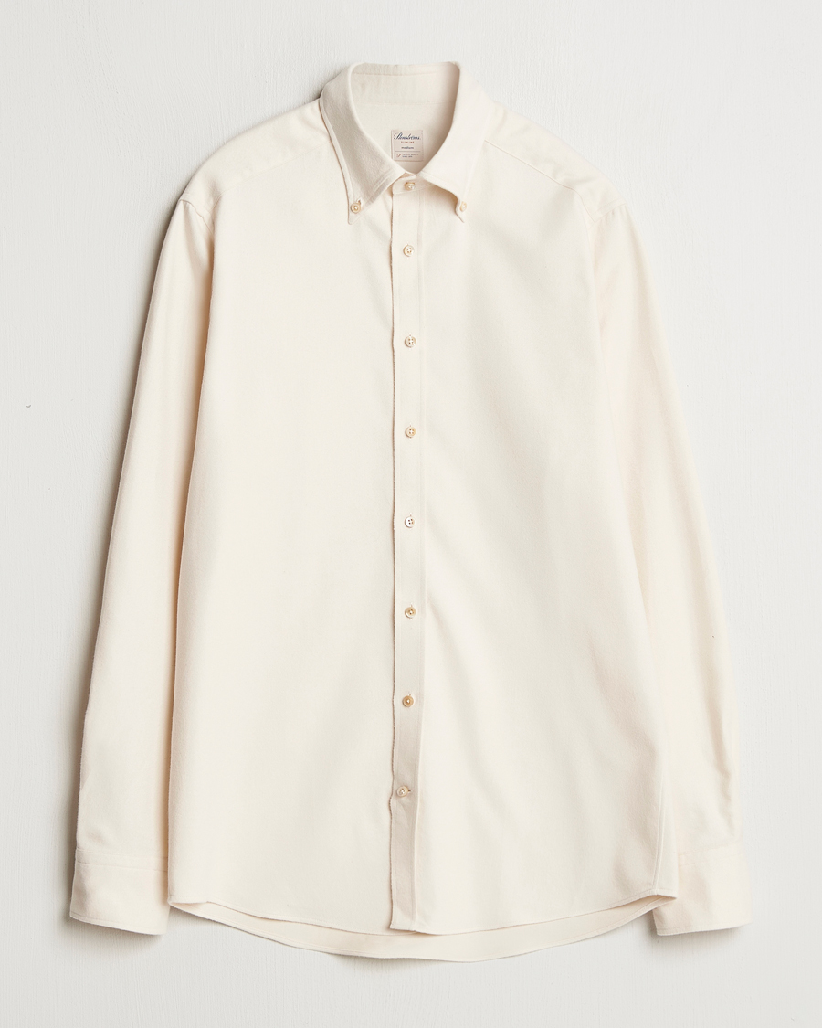 Men | Shirts | Stenströms | Slimline Flannel Shirt Beige