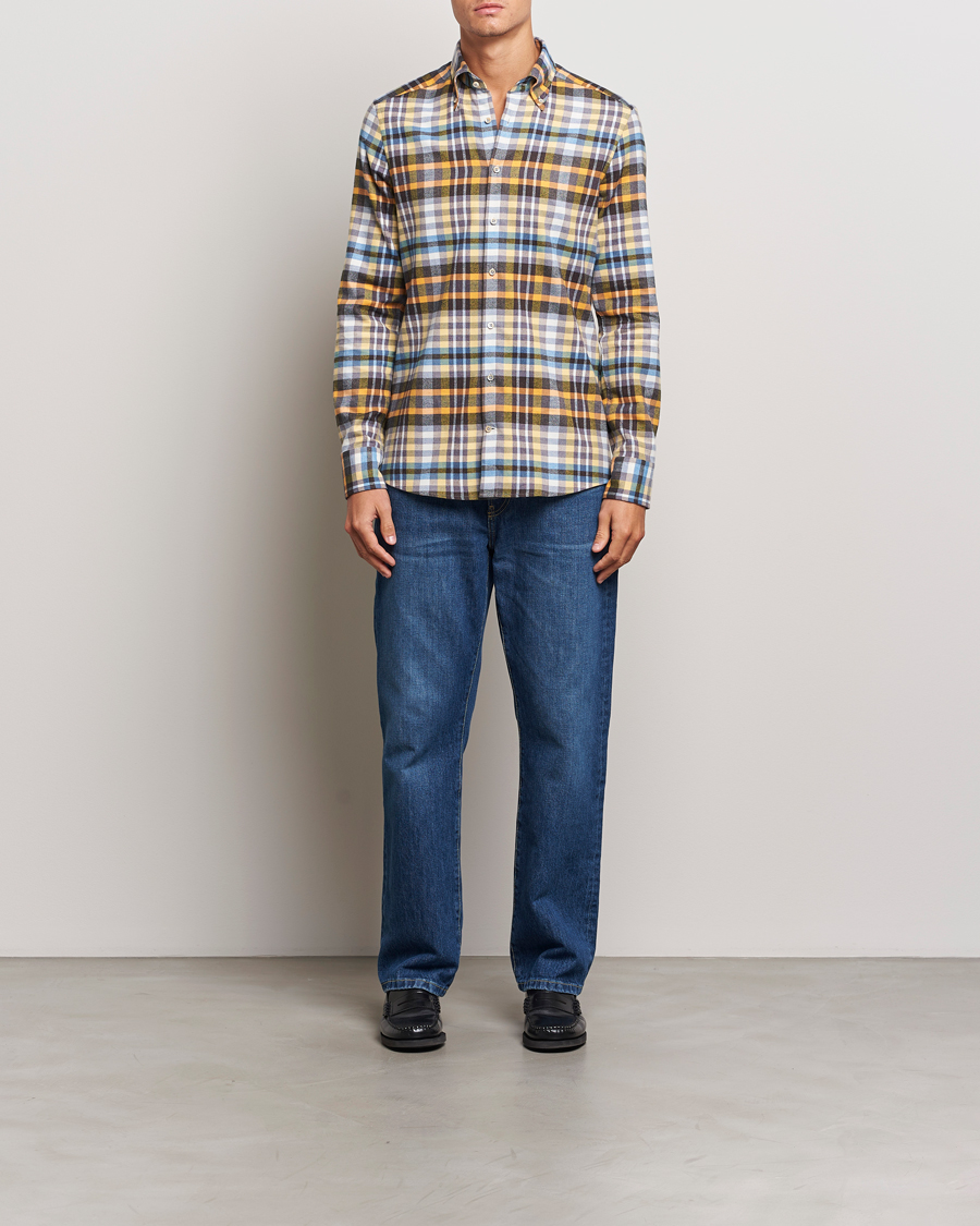 Men | Shirts | Stenströms | Slimline Flannel Checked Shirt Multi