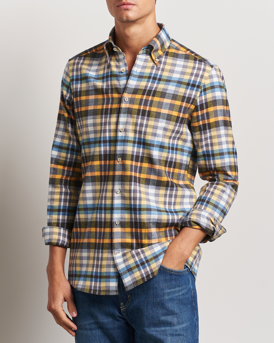 Men | Shirts | Stenströms | Slimline Flannel Checked Shirt Multi