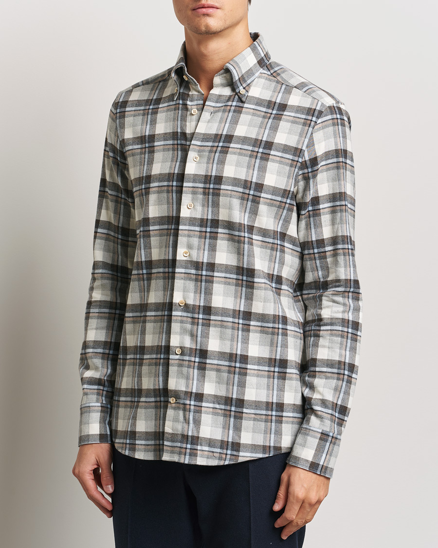 Men | Shirts | Stenströms | Slimline Flannel Checked Shirt Multi