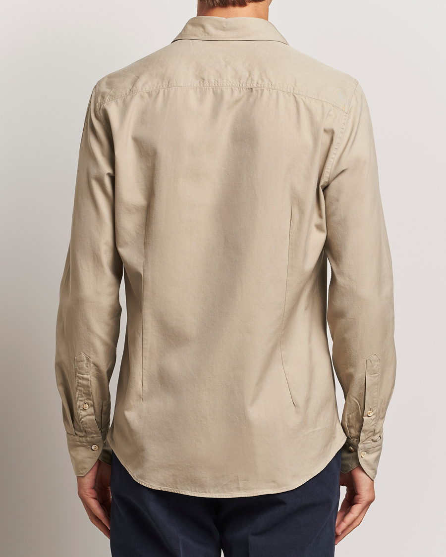 Men | Shirts | Stenströms | Slimline Cut Away Washed Twill Shirt Beige