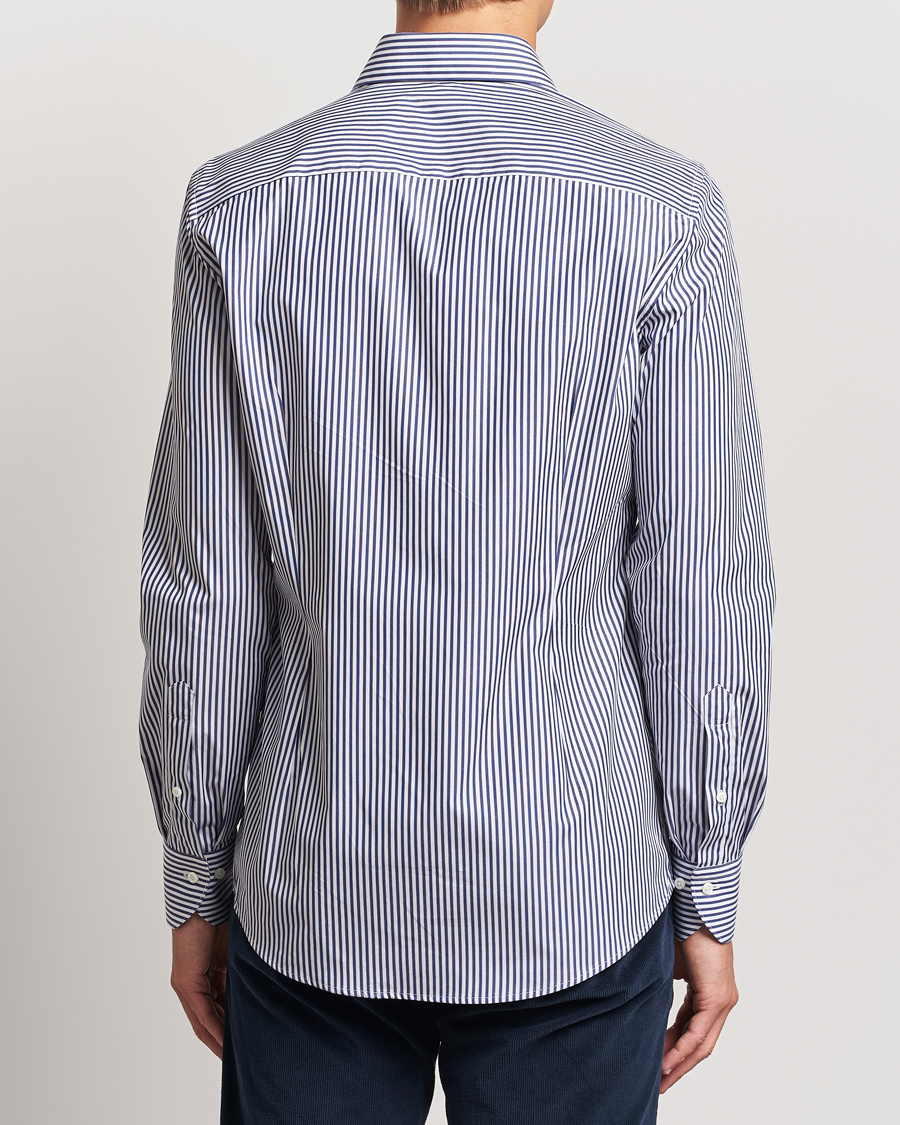 Men | Shirts | Stenströms | Slimline Striped Poplin Cut Away Shirt Blue