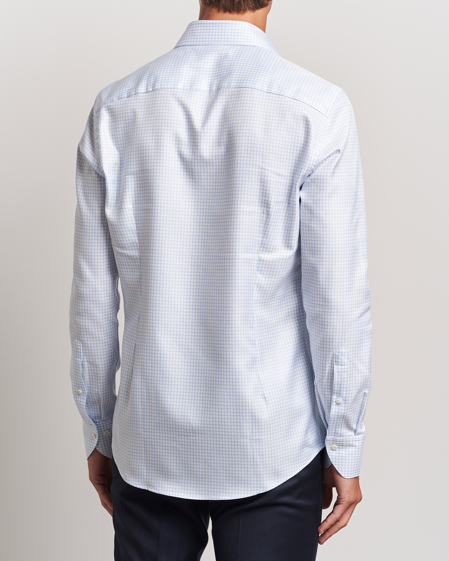 Men | Shirts | Stenströms | Slimline Mini Check Twill Shirt White/Blue