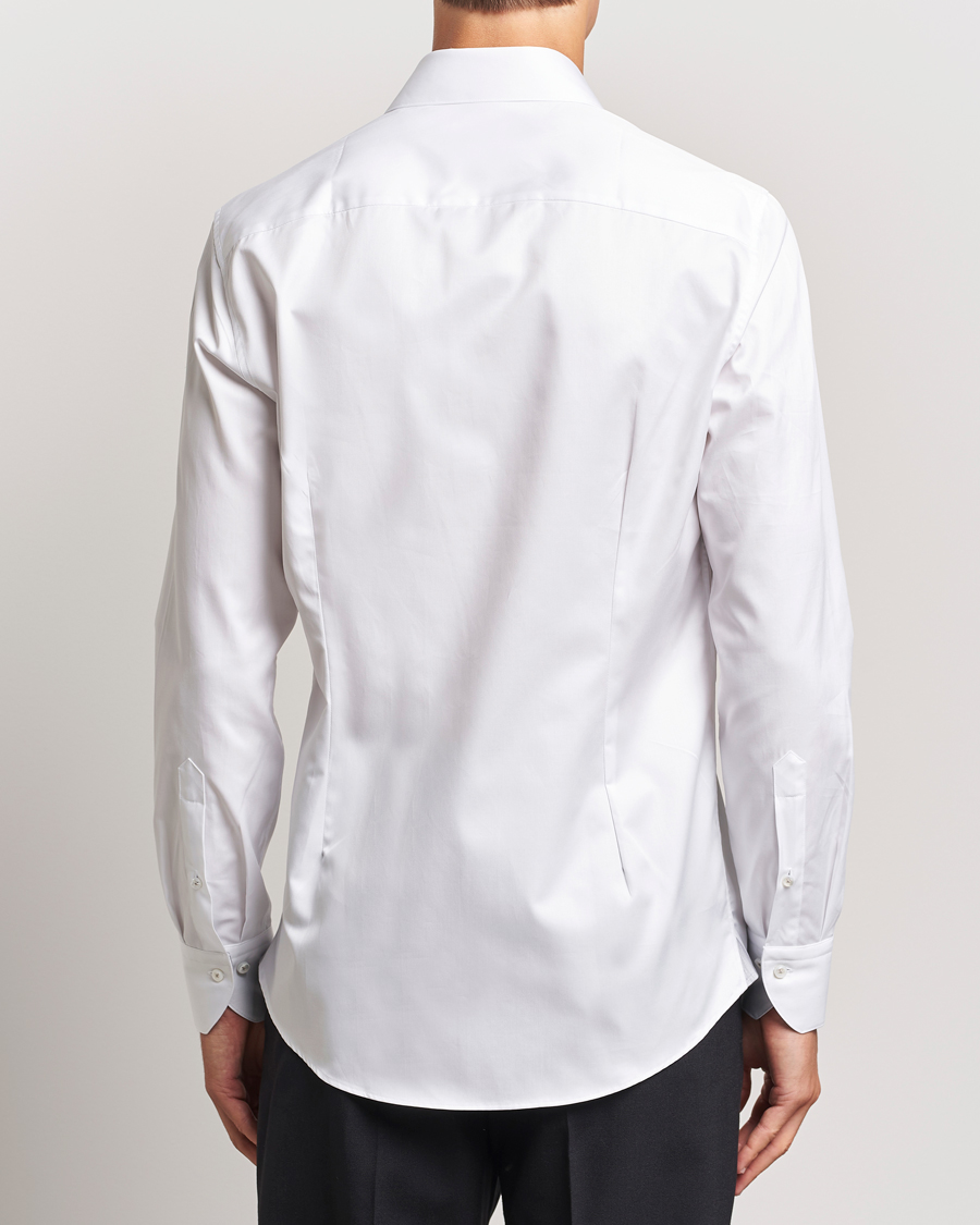 Men | Shirts | Stenströms | Slimline Contrast Cut Away Shirt White/Grey
