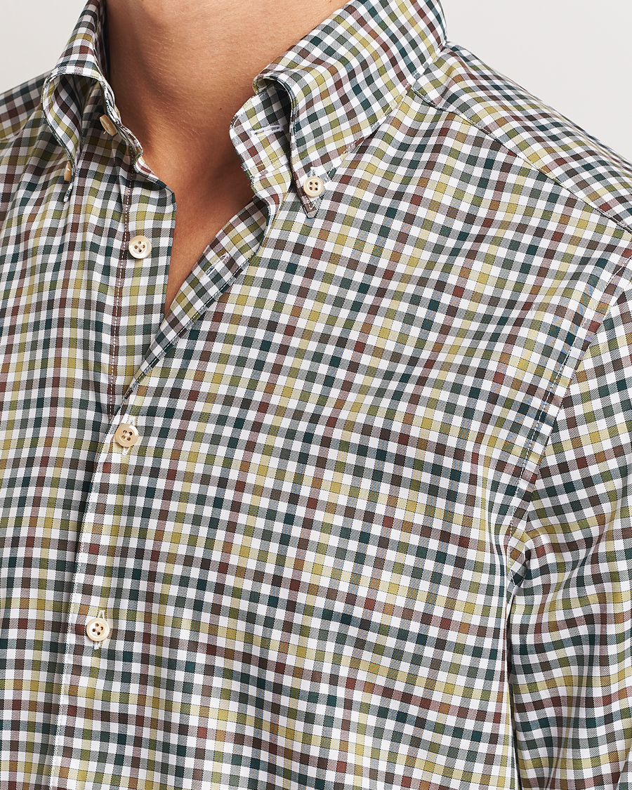 Men | Shirts | Stenströms | Slimline Small Check Button Down Shirt Green