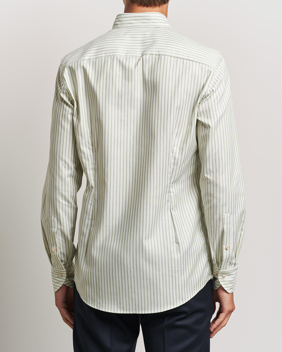 Men | Shirts | Stenströms | Slimline Vintage Stripe Oxford Shirt Green