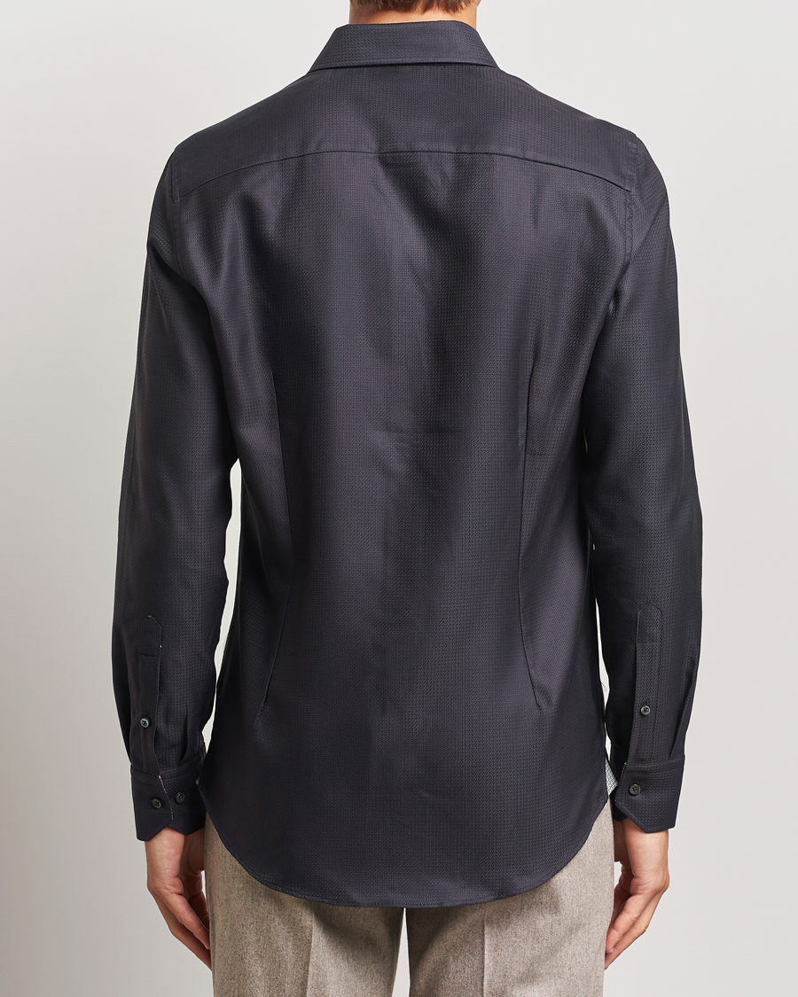 Men | Shirts | Stenströms | Slimline Structure Contrast Cut Away Shirt Black