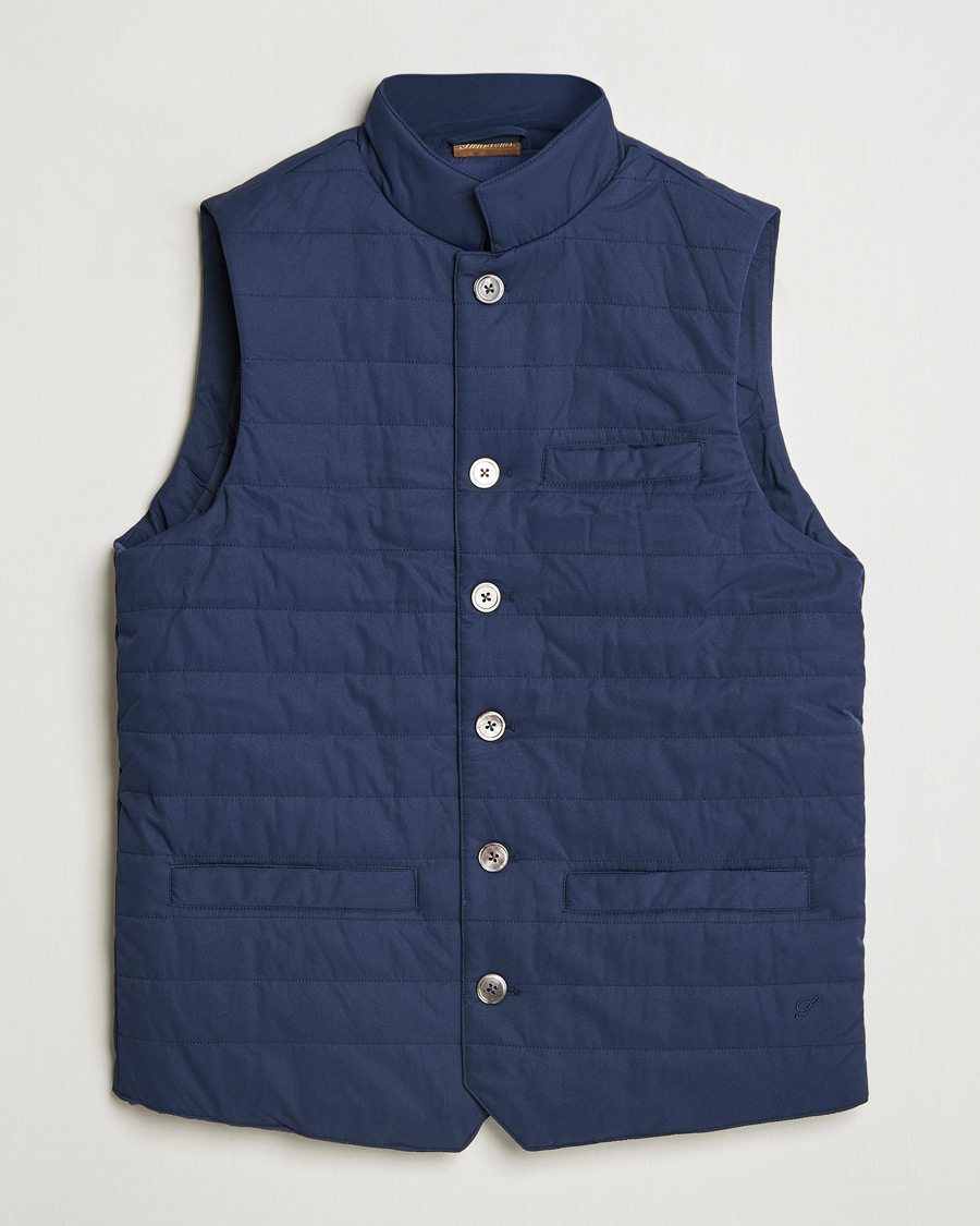 Men | Coats & Jackets | Stenströms | Dressed Mid Layer Twill Gilet Navy