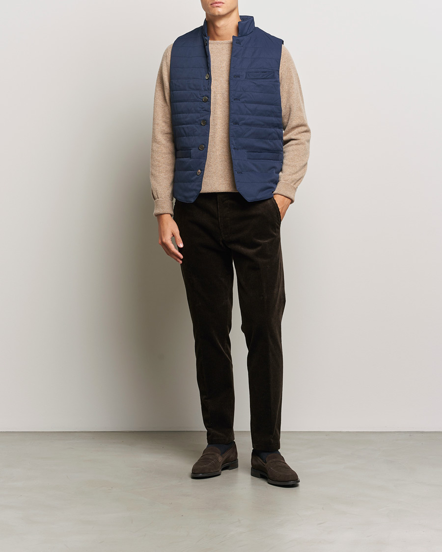 Men | Coats & Jackets | Stenströms | Dressed Mid Layer Twill Gilet Navy