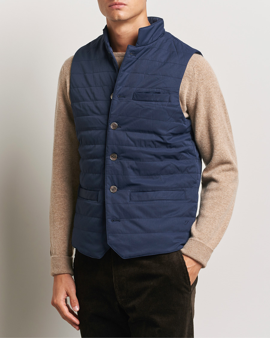 Men | Coats & Jackets | Stenströms | Dressed Mid Layer Twill Gilet Navy
