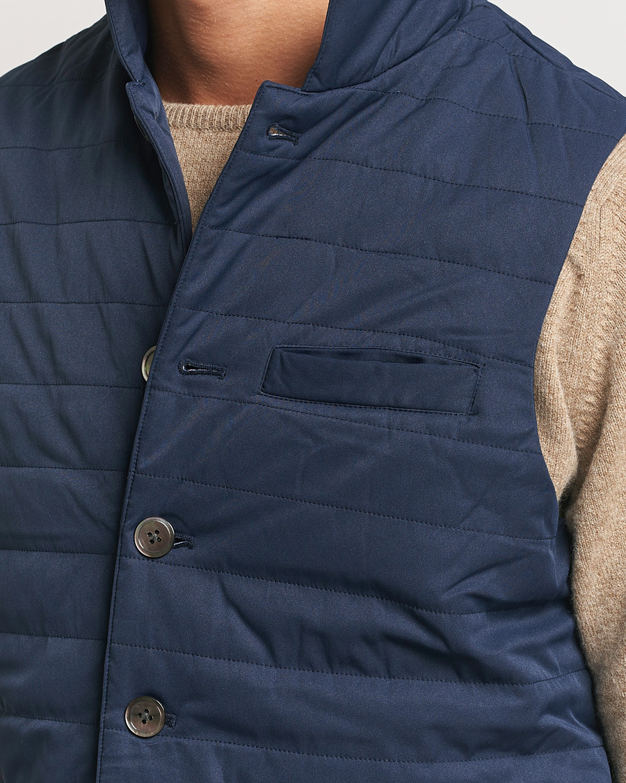 Men | Coats & Jackets | Stenströms | Dressed Mid Layer Twill Gilet Navy