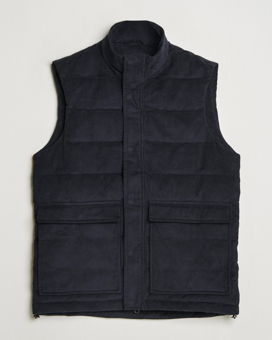 Men | Coats & Jackets | Stenströms | Pocket Corduroy Vest Navy
