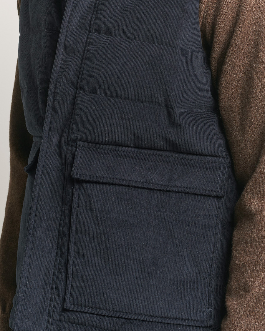 Men | Coats & Jackets | Stenströms | Pocket Corduroy Vest Navy