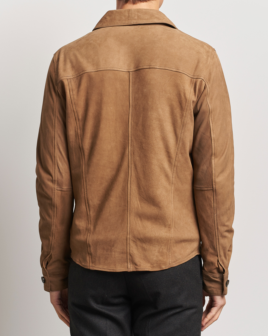 Men | Shirts | Stenströms | Lamb Suede Overshirt Brown