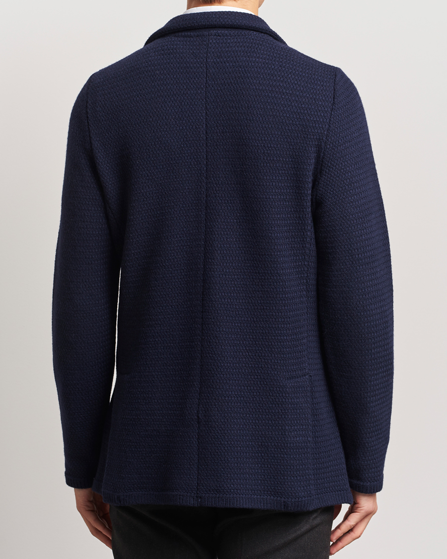 Men | Blazers | Stenströms | Knitted Textured Merino Wool Blazer Navy