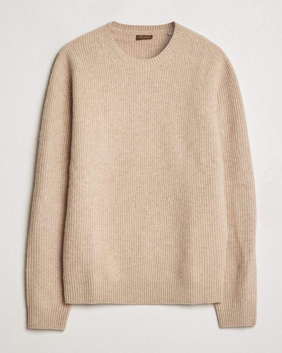 Men | Sweaters & Knitwear | Stenströms | Knitted Ribbed Yak/Merino Sweater Beige