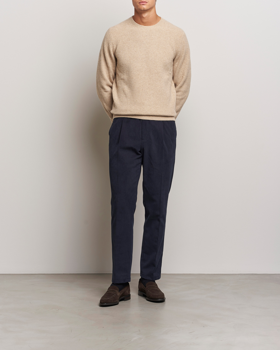 Men | Sweaters & Knitwear | Stenströms | Knitted Ribbed Yak/Merino Sweater Beige