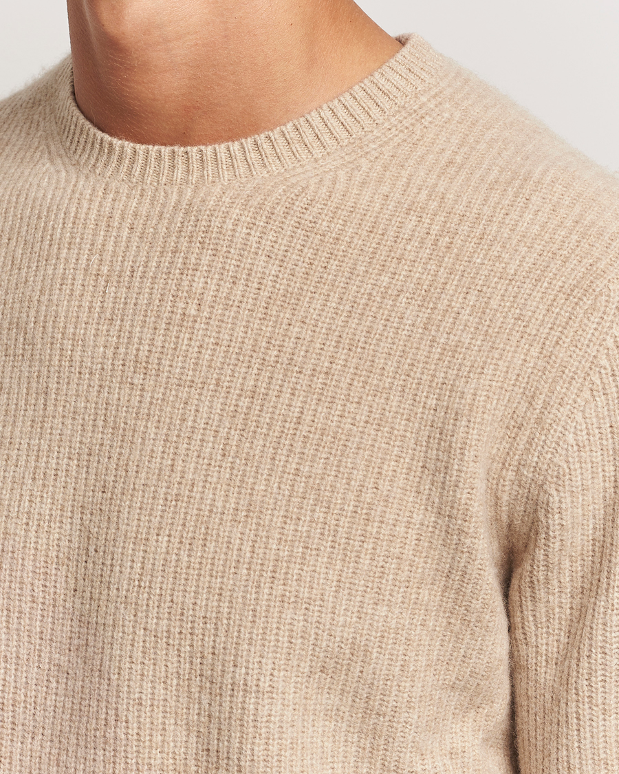 Men | Sweaters & Knitwear | Stenströms | Knitted Ribbed Yak/Merino Sweater Beige