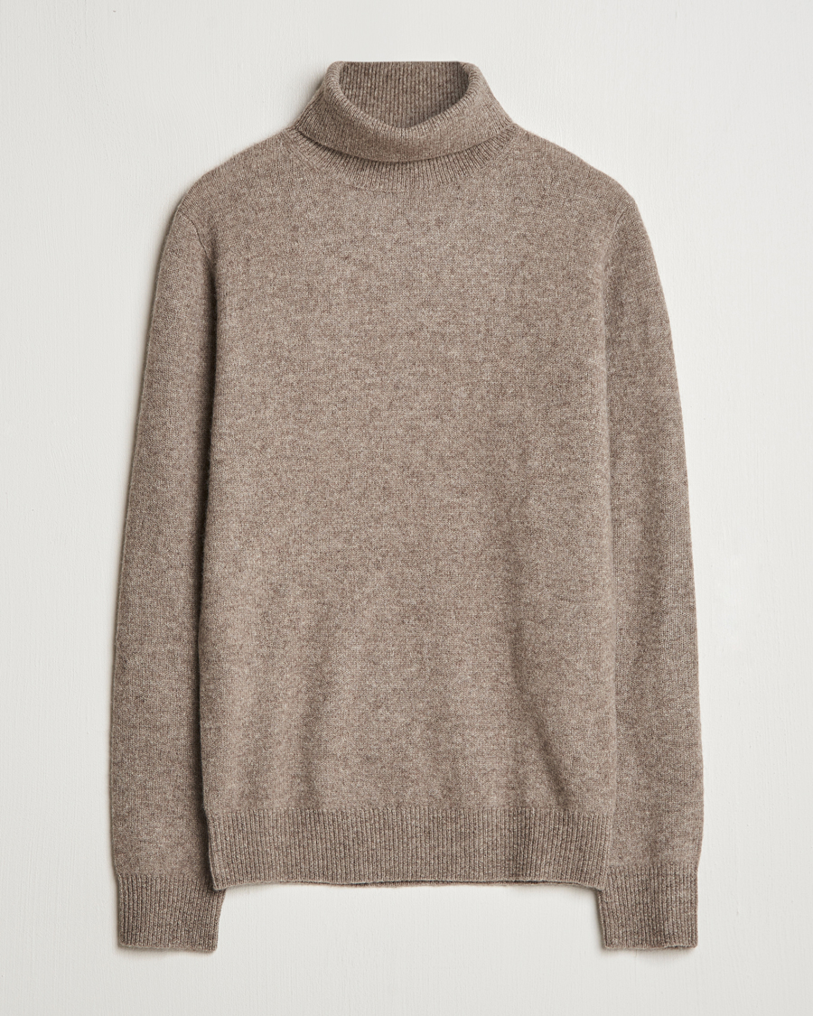 Men | Sweaters & Knitwear | Stenströms | Knitted Yak/Merino Rollneck Brown