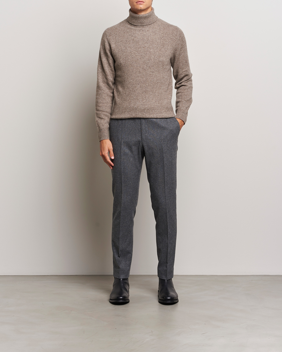 Men | Sweaters & Knitwear | Stenströms | Knitted Yak/Merino Rollneck Brown