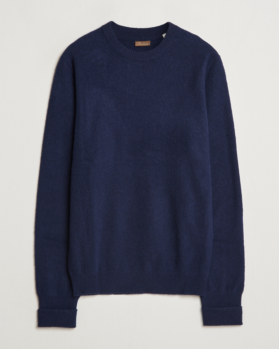 Men | Sweaters & Knitwear | Stenströms | Brushed Merino Crew Neck Navy