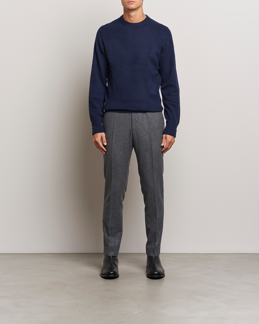 Men | Sweaters & Knitwear | Stenströms | Brushed Merino Crew Neck Navy
