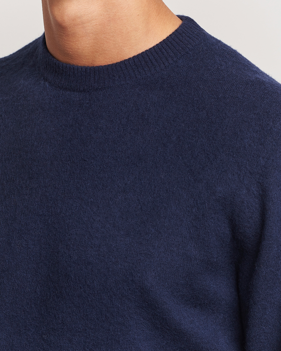Men | Sweaters & Knitwear | Stenströms | Brushed Merino Crew Neck Navy