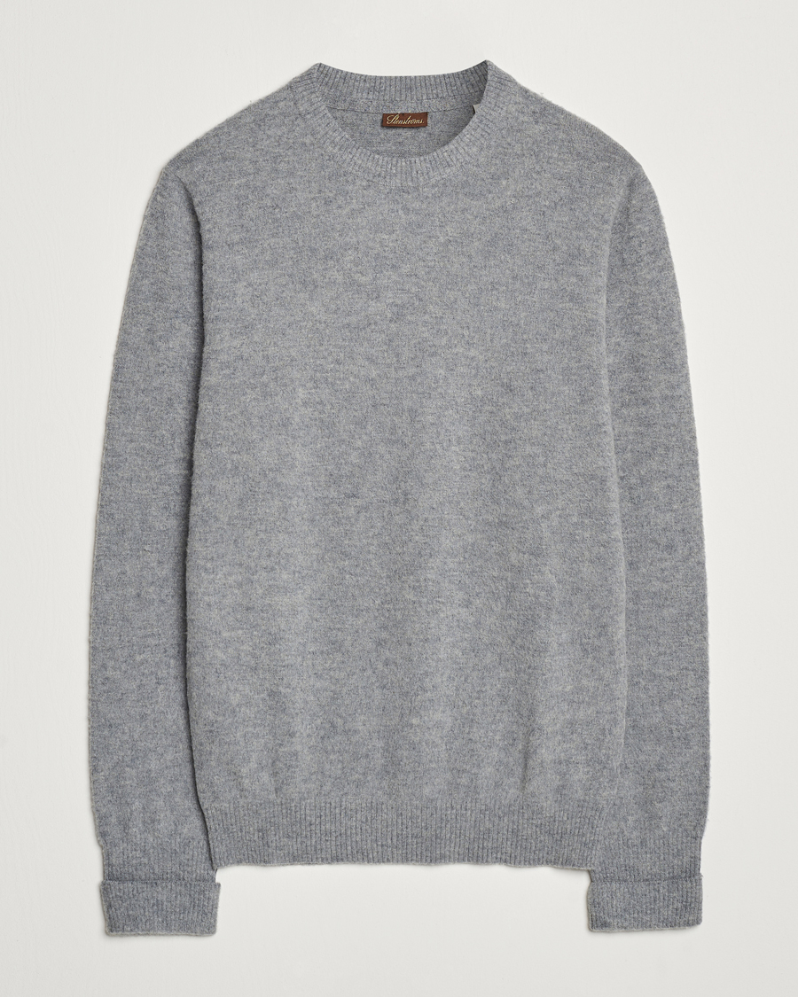 Men | Sweaters & Knitwear | Stenströms | Brushed Merino Crew Neck Grey