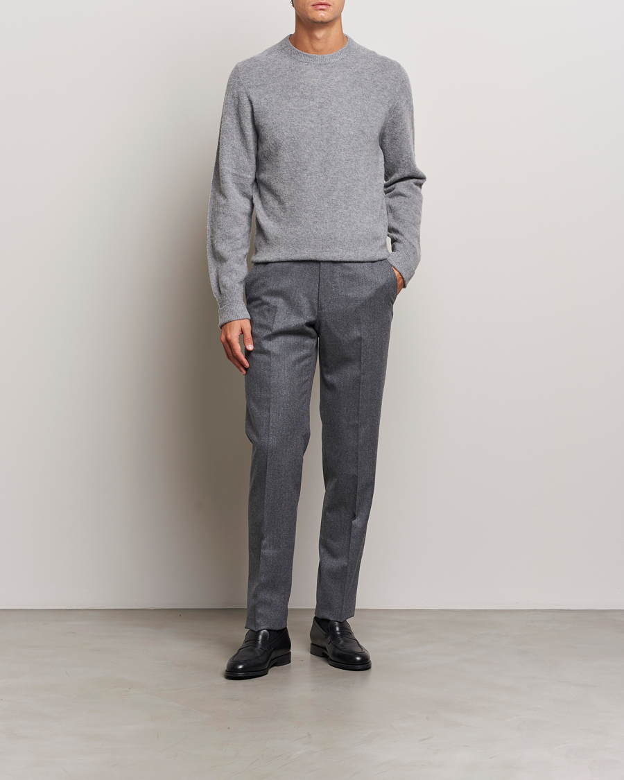 Men | Sweaters & Knitwear | Stenströms | Brushed Merino Crew Neck Grey