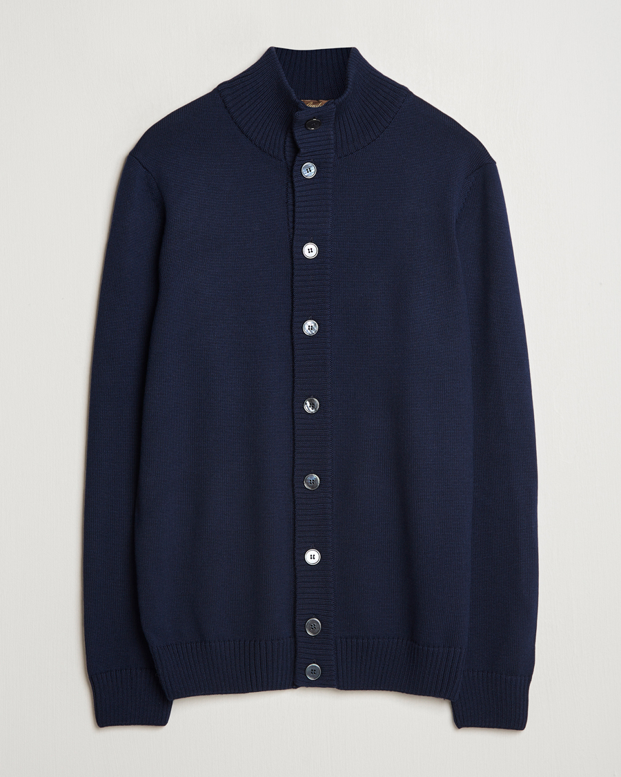 Men | Sweaters & Knitwear | Stenströms | Chunky Knitted Merino Cardigan Navy