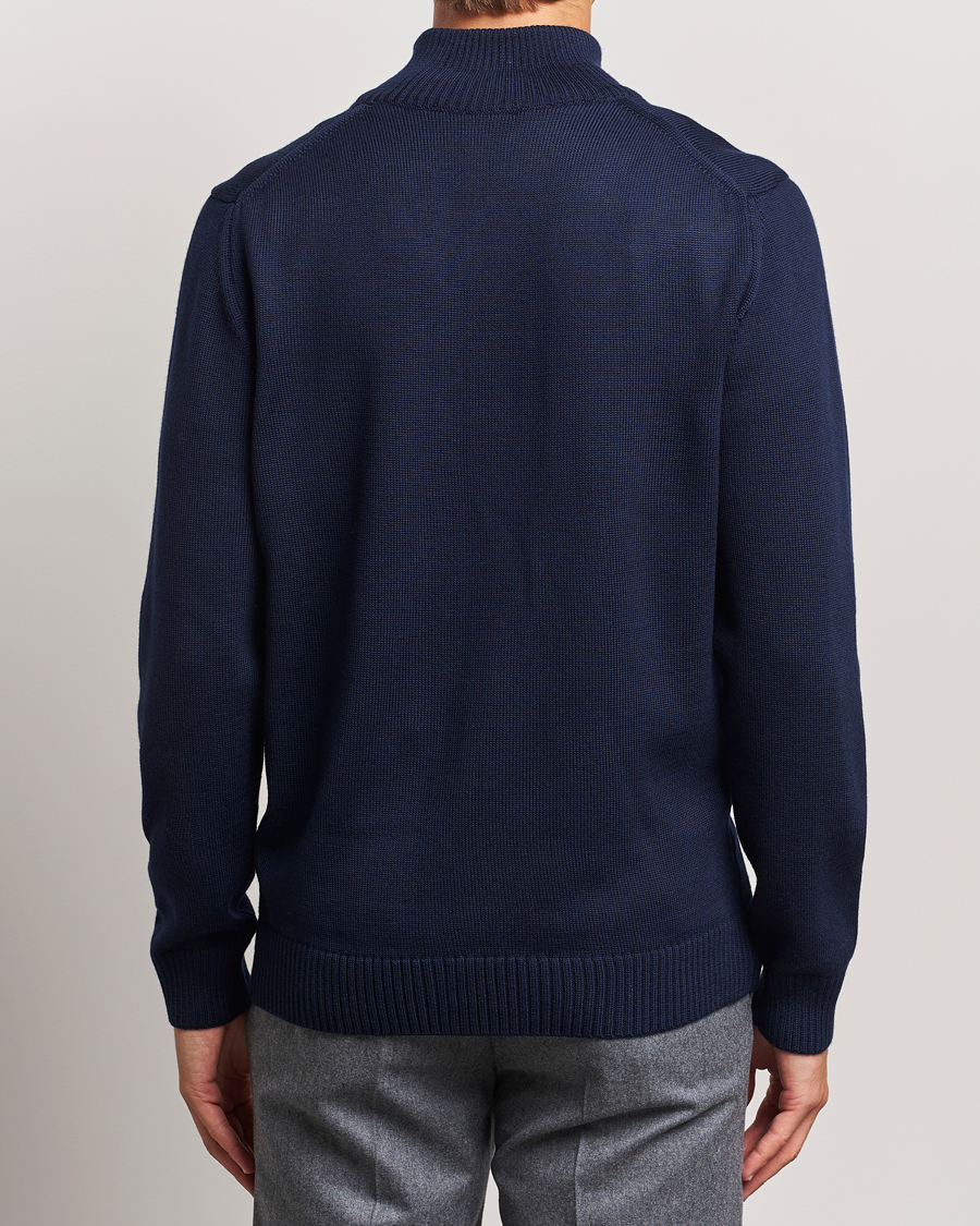 Men | Sweaters & Knitwear | Stenströms | Chunky Knitted Merino Cardigan Navy