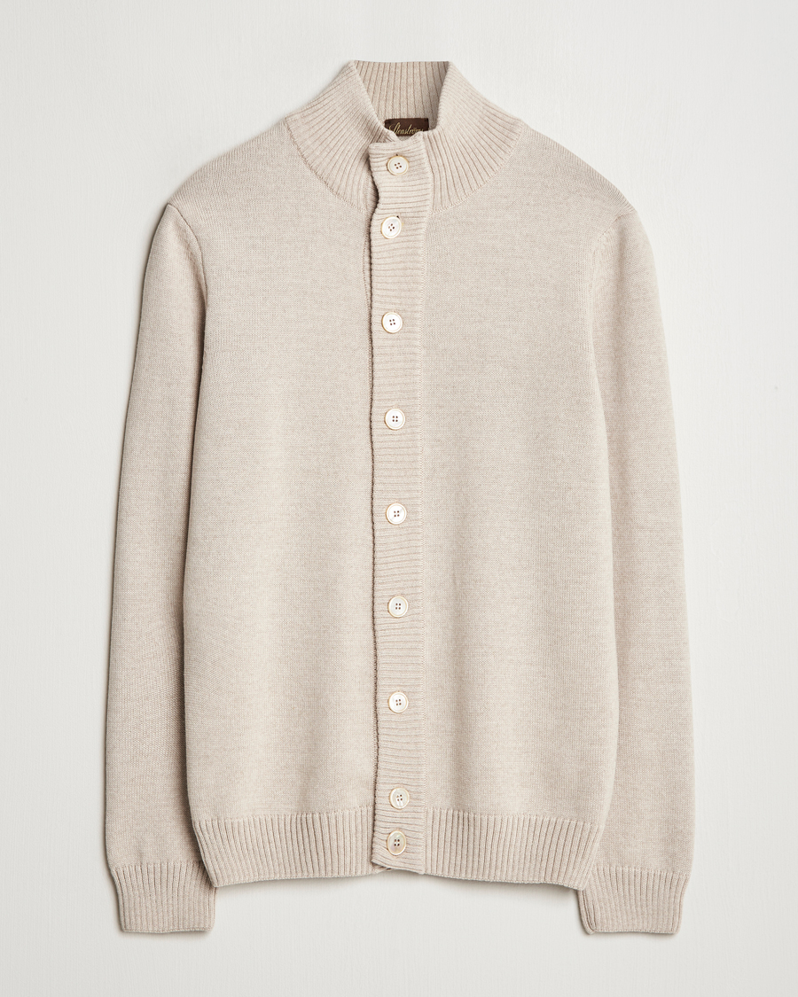 Men | Sweaters & Knitwear | Stenströms | Chunky Knitted Merino Cardigan Beige