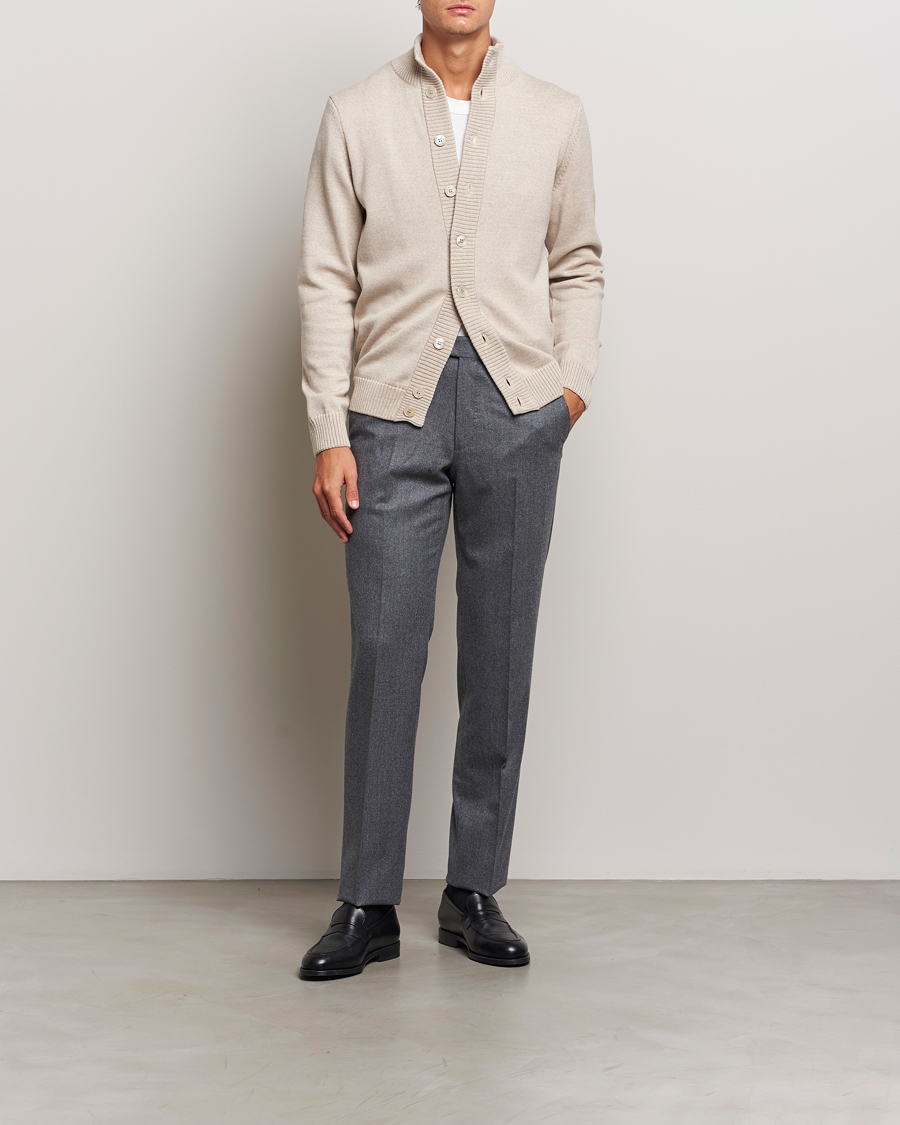 Men | Sweaters & Knitwear | Stenströms | Chunky Knitted Merino Cardigan Beige