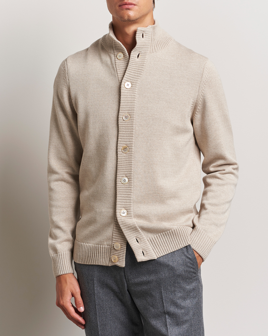 Men | Sweaters & Knitwear | Stenströms | Chunky Knitted Merino Cardigan Beige