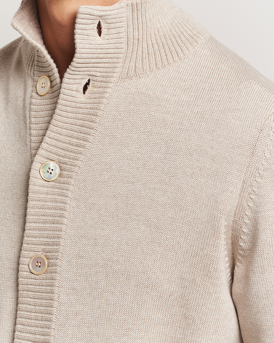 Men | Sweaters & Knitwear | Stenströms | Chunky Knitted Merino Cardigan Beige