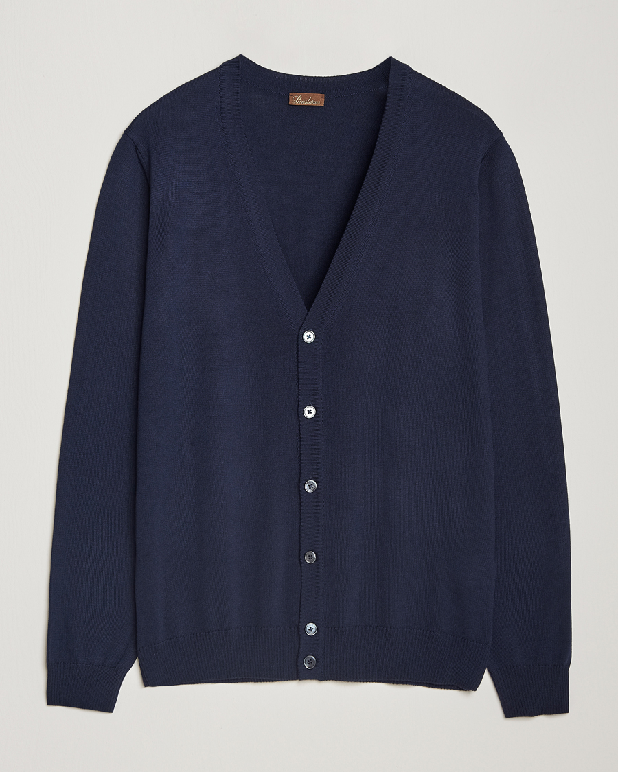Men | Sweaters & Knitwear | Stenströms | Merino Cardigan Navy